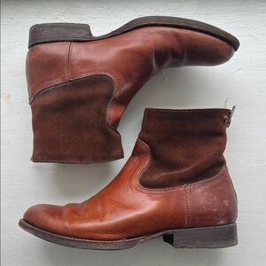 Frye EUC Jamie Redwood Brown Leather Ankle Boots size 8